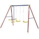 preview thumbnail 1 of 6, Outsunny Metal Swing Set with Glider, Two Swing Seats and Adjustable Height, Outdoor Heavy Duty A-Frame - Multicolor Multicolor