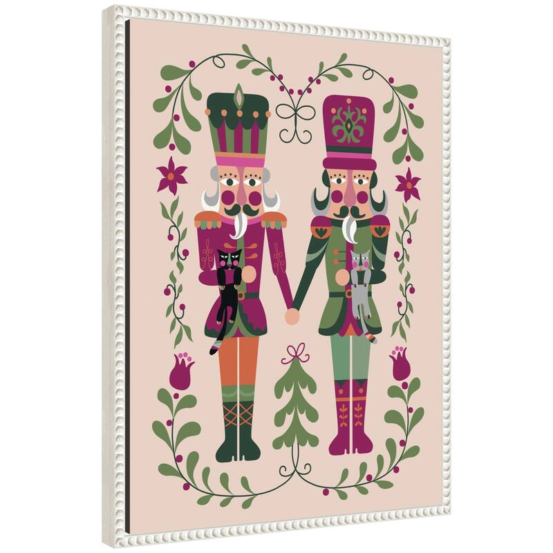 Kate and Laurel Sylvie Beaded Nutcrackers Framed Canvas by Rachel Lee - 18x24