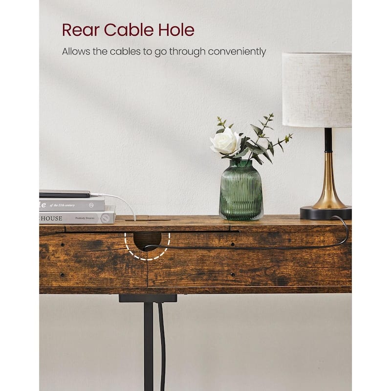 Charging Console Table with Outlets and USB Narrow Entryway Table for Hallway or Living Room
