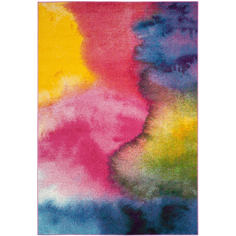 SAFAVIEH Watercolor Leila Modern Abstract Rug - 5'3" x 7'6" - Green/Fuchsia