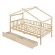 preview thumbnail 17 of 58, Wooden House Bed for Kids with Two Storage Drawers, Sturdy Twin Size Design