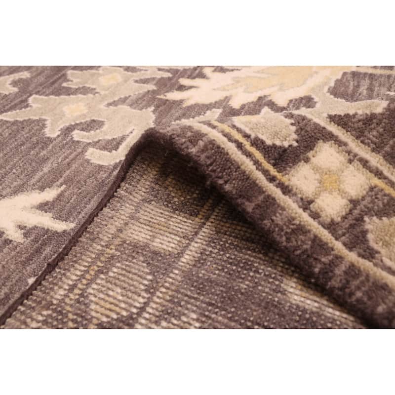 ECARPETGALLERY Hand-knotted Royal Oushak Dark Grey Wool Rug - 9'11 x 13'11