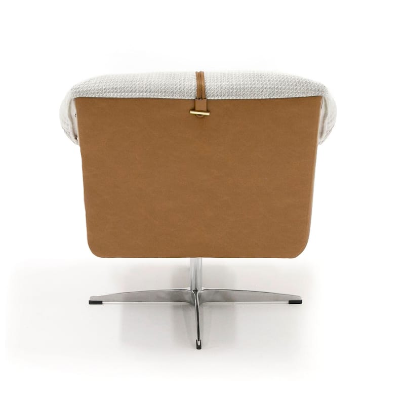 Modrest Ohio Swivel Grey and Camel Fabric Accent Chair