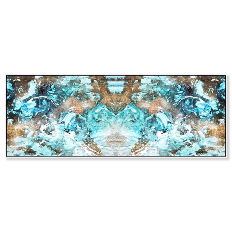 Blazing Blue Gold Long Panoramic Canvas by Art Remedy - White - 54" x 20"