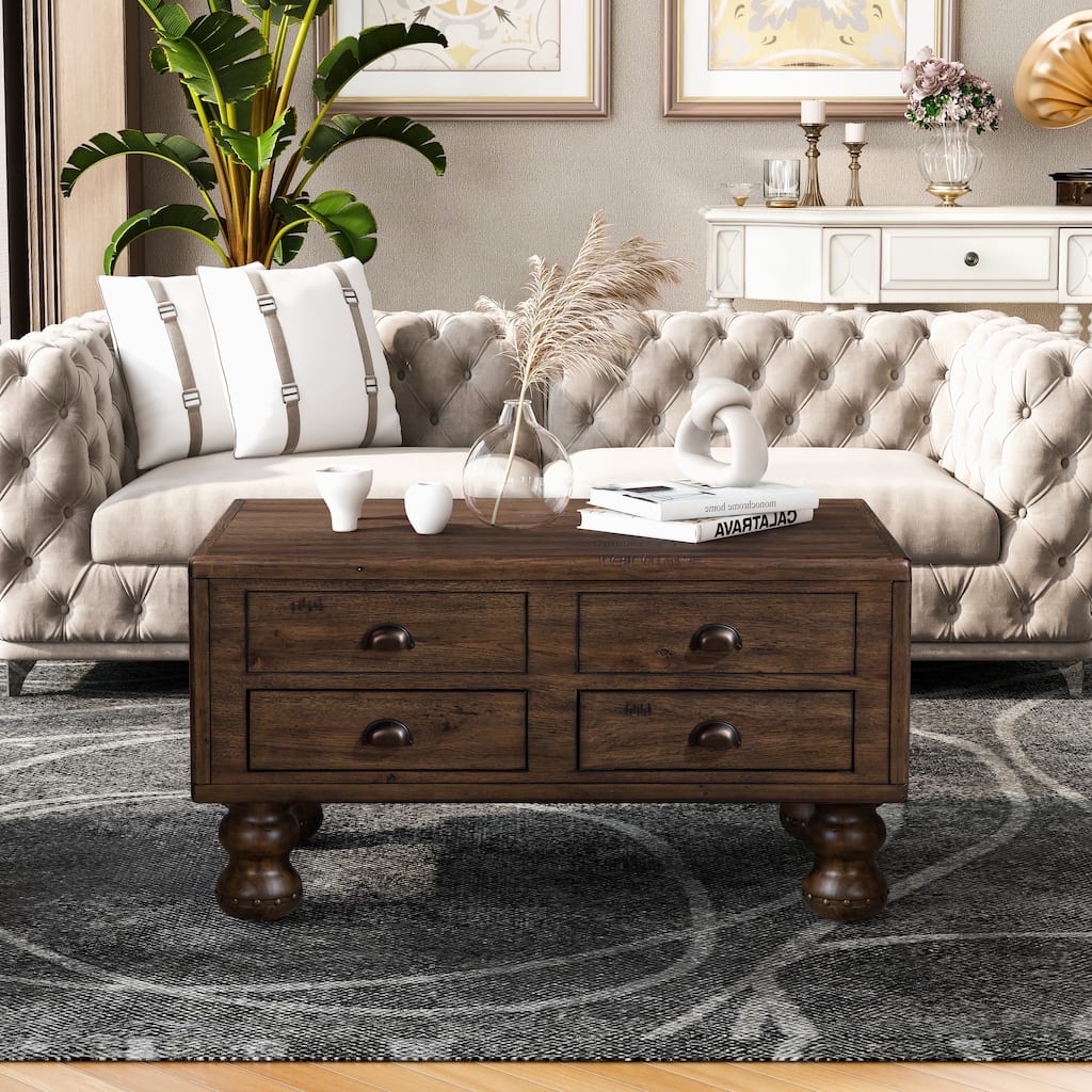 Solid Wood Rectangle Coffee Table for Living Room