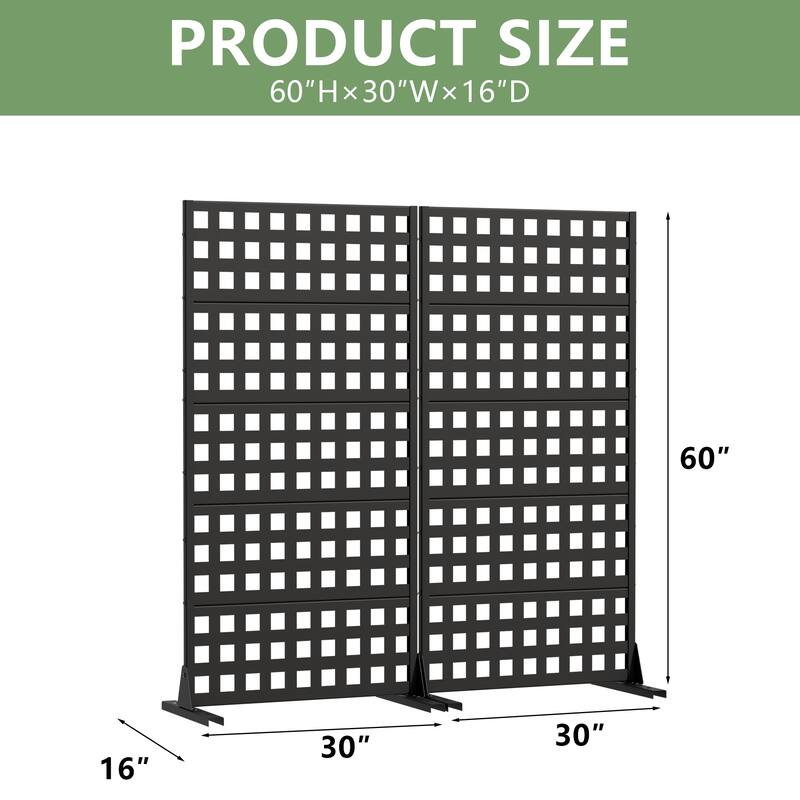 Outdoor Rectangle Privacy Screens Metal Screen Fence Panel Set of 2