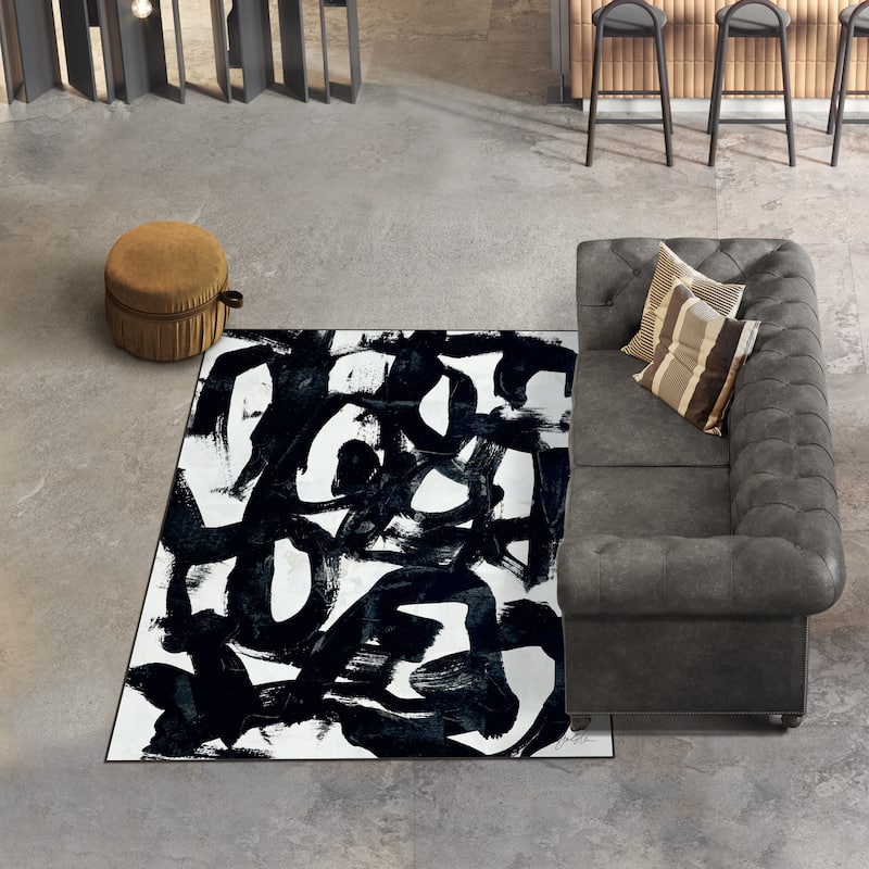 Graffiti Tangle I Abstract Washable Art Area Rug size 5'x8', Power-loomed, Non Slip Rug, Soft Rug for Living Room,Bedroom,Office - 5' x 7'5'