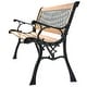 preview thumbnail 2 of 2, FarmHome Outdoor Patio Park Cast Iron Garden Porch Chair Bench - Natural - 49.5 inches x 20.5 inches x 29 inches