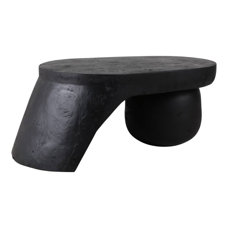 Wood Coffee Table Ball Foot Sculptural Design - 40" Black - 40.5" x 24" x 16.5"