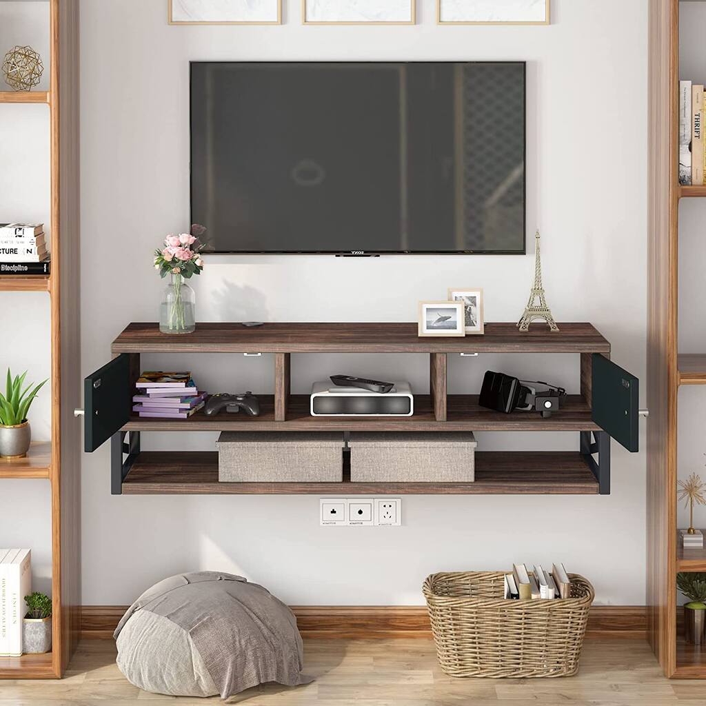 Floating TV Stand, 3-Tier Wall Mounted Media Console TV Shelf Console