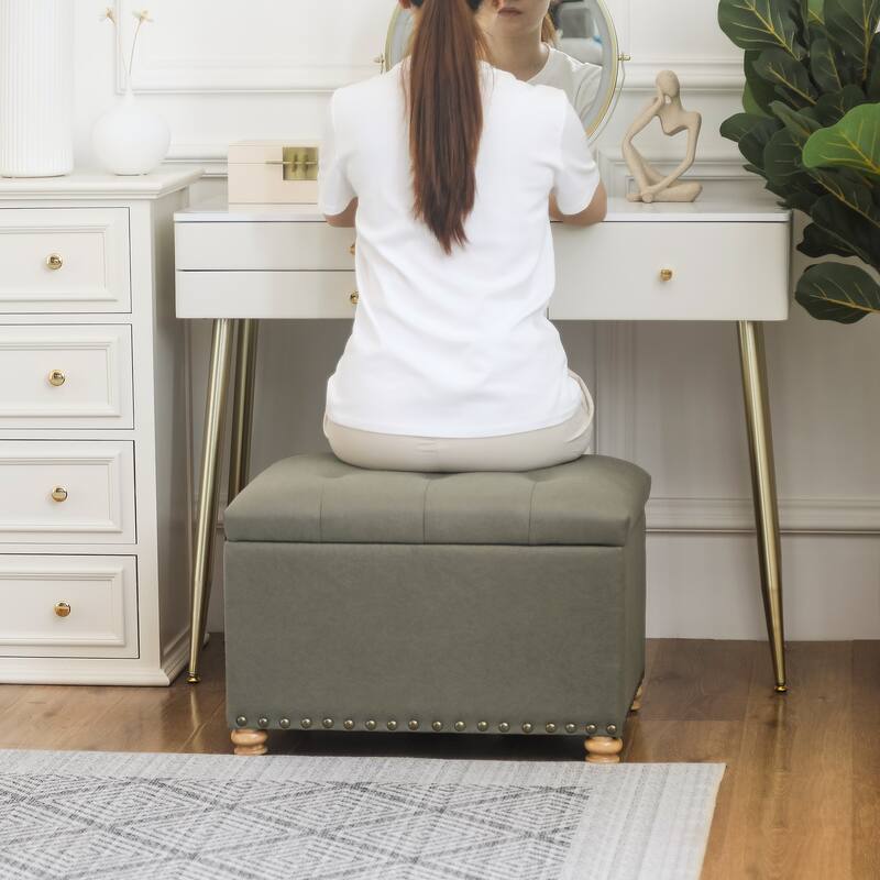 Adeco High End, Classy, Tufted Storage Bench, Ottoman Footstool