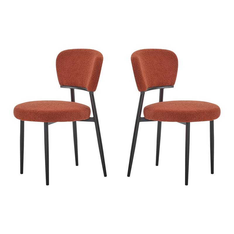 Roomfitters Upholstered Dining Chair Set of 2, Modern Accent Side Chairs with Rounded Back and Metal Legs