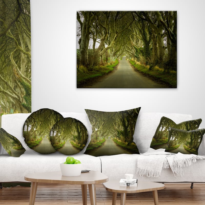Designart "Dark Hedges Road through Old Trees" Landscape Wall Artwork Print on Canvas
