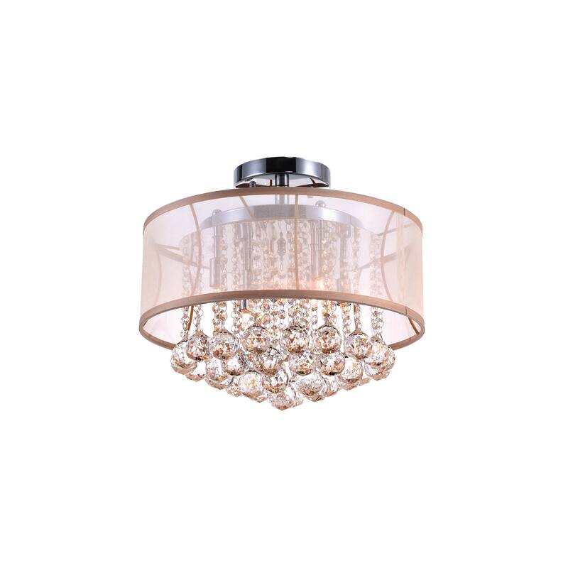 Radiant 6 Light Drum Shade Flush Mount With Chrome Finish - Chrome