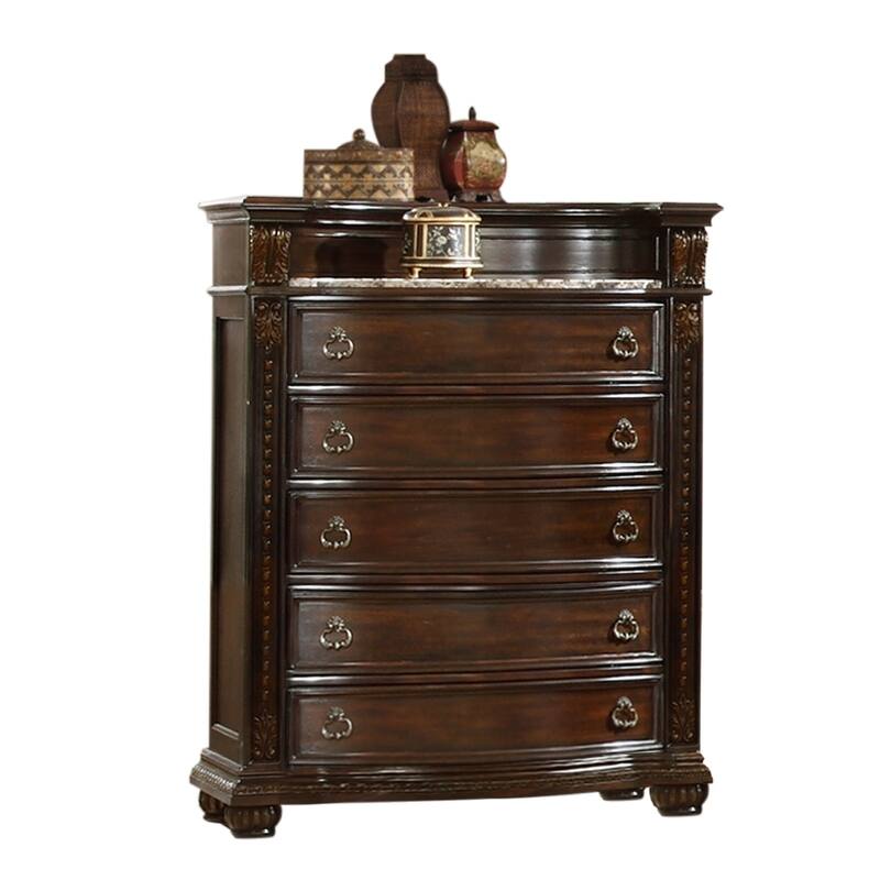 Roma Traditional Style 5-Drawer Chest Made with Wood - Walnut