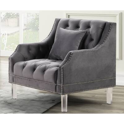 Best Master Furniture Tufted Velvet Nailhead Arm Chair - Bed Bath
