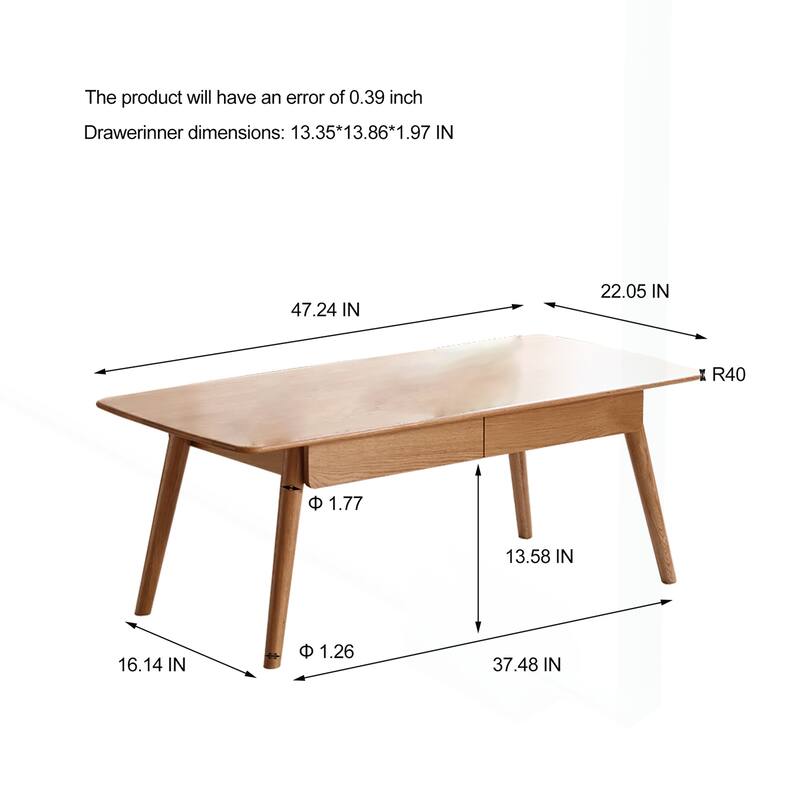 Versatile Solid Wood Coffee Table with Storage and Sturdy Construction
