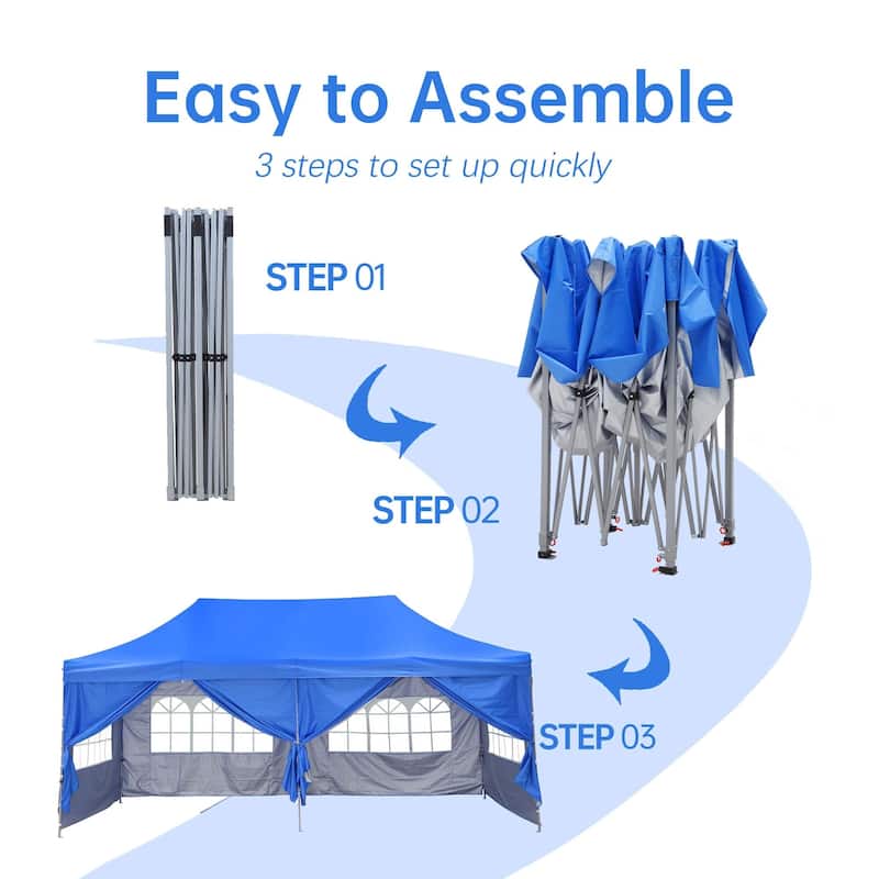 Ainfox 10x20Ft Pop up Canopy Tent Party Heavy Duty Instant Gazebo with 4 Removable Sidewalls