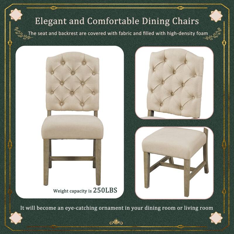 Retro Style Dining Chair Set with 4 Upholstered Chairs for Dining Room and Living Room