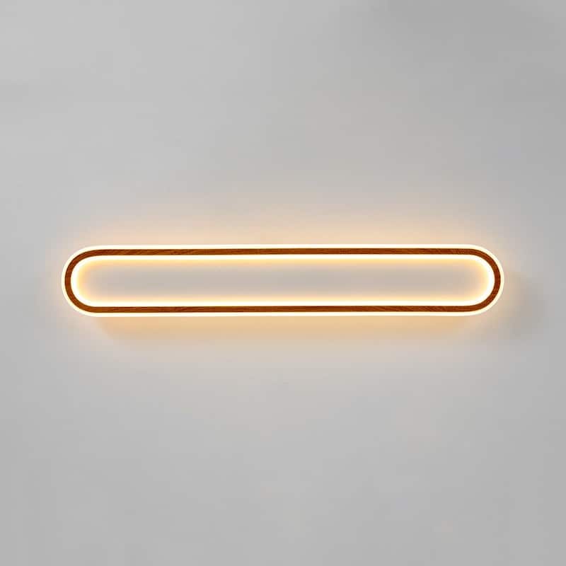 Scandinavian Linear Wood Ring Dimmable LED Flush Mount Light