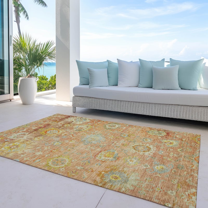 Machine Washable Indoor/ Outdoor Vintage Traditional Chantille Rug