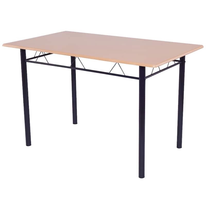 5 pcs Wood Metal Dining Table Set with 4 Chairs - Natural