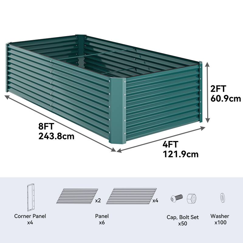 Moasis Outdoor Metal Raised Garden Bed with Gloves