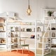 preview thumbnail 2 of 10, 3 In 1 Design Twin Size Metal Loft Bed with Staircase, Built-In Desk and Storage Shelves