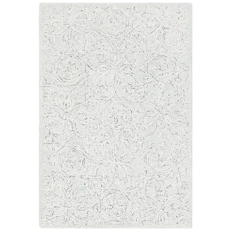 SAFAVIEH Handmade Micro-Loop Ildefonsa Wool Rug - 2'6" x 4' - Grey/Ivory