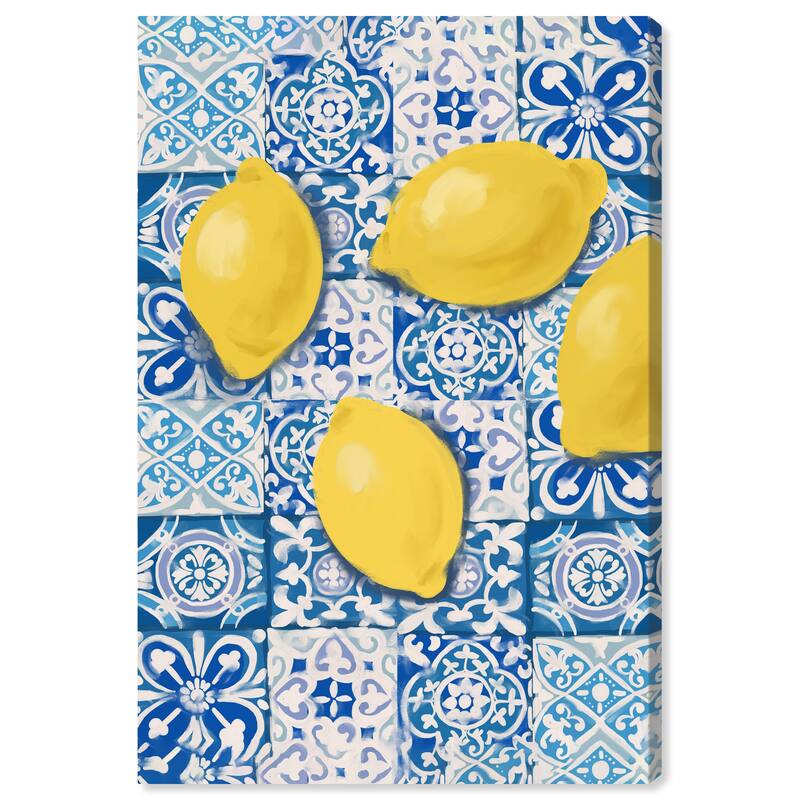 Wynwood Studio Canvas Food and Cuisine Lemons and Blues Yellow and Modern & Contemporary Wall Art Canvas Print