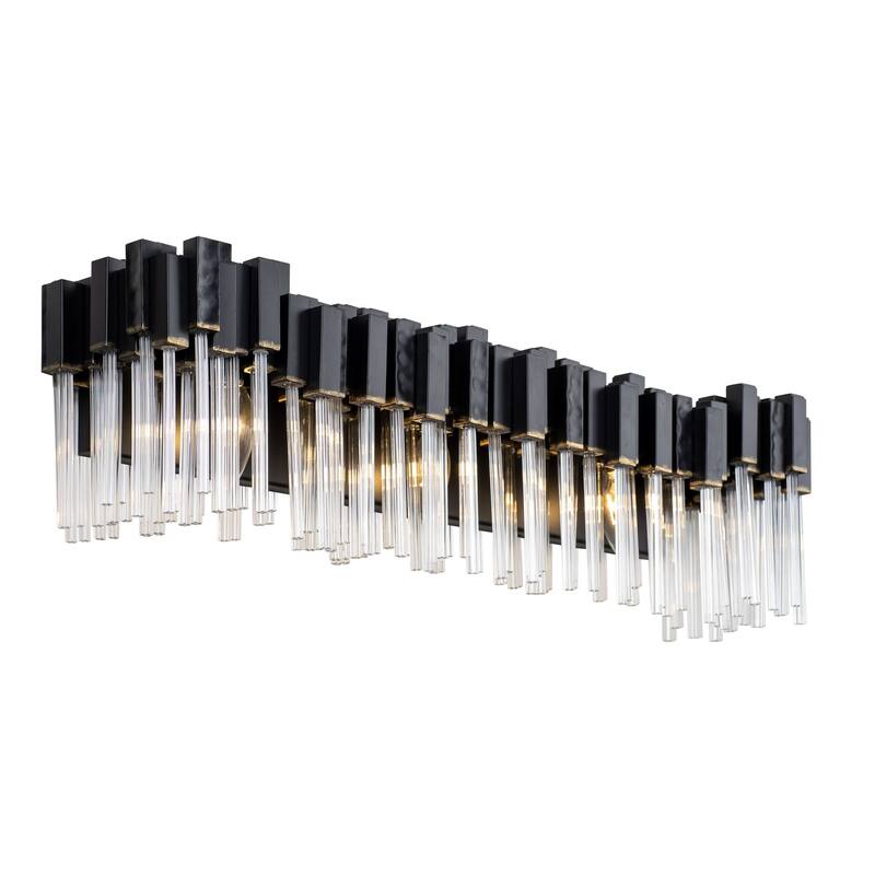 Varaluz Matrix Bathroom Vanity Light - 3-Light - Matte Black/French Gold - Matte Black, French Gold, Clear