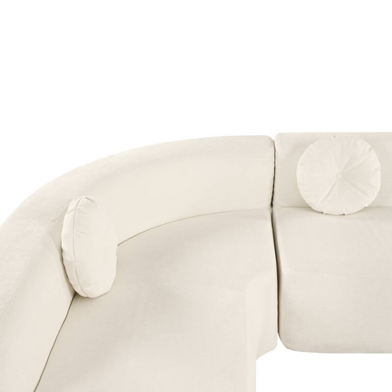 122" L-Shaped Sectional Sofa, Upholstered Couch with 3 Round Pillows, Oversized Modern Couch for Living Room