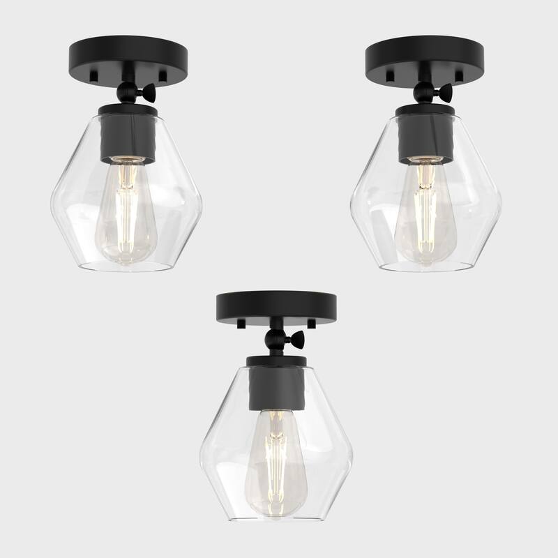 YANSUN 3-Pack Pear-Shaped Clear Glass Lamp Shades, 6.0in in Lamp Shade for Lighting Fixture Replacement - 5.98*5.87*5.98