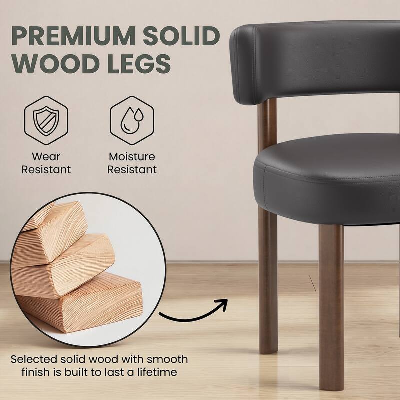Modern Upholstered Dining Chairs with Solid Wood Legs Ergonomic Backrest - Set of 2