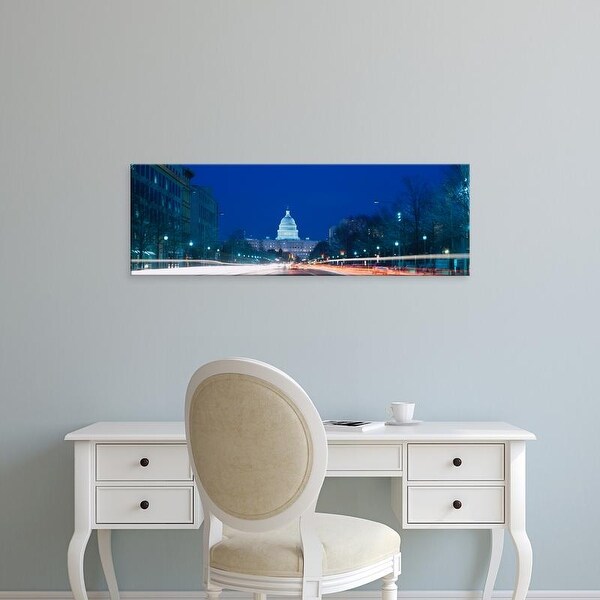 Easy Art Prints Panoramic Images's 'Building lit up, Capitol Building, Pennsylvania Avenue, Washington DC' Canvas Art