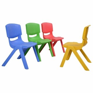 4-pack Colorful Stackable Plastic Children Chairs - 14" x 13" x 21" (L x W x H)