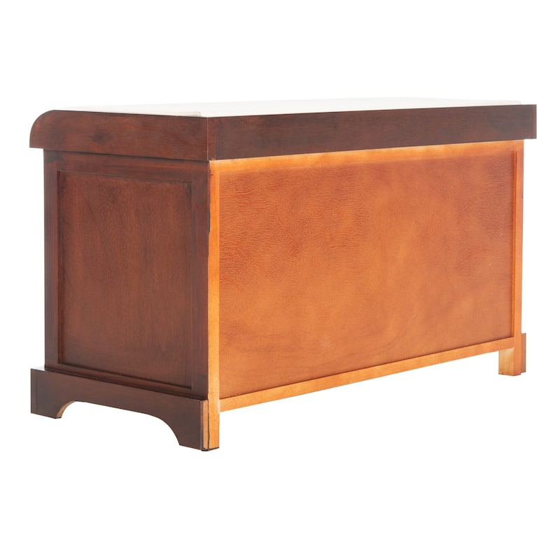 SAFAVIEH Euphemia Brown Woven Storage Basket Bench - 33.5" x 16.1" x 19.9" - 34Wx16Dx20H