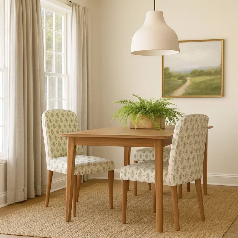 Mio Dining Chair with Rounded Back, Sage Paisley Medallion Fabric