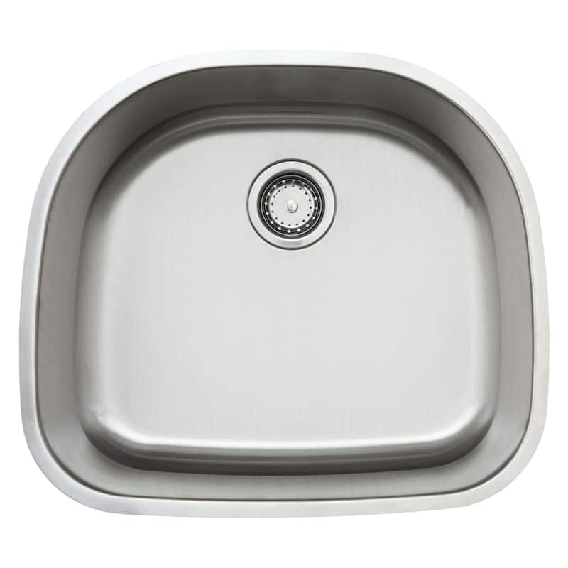 Fine Fixtures D-shaped Undermount Stainless Steel Single Bowl Sink - 21.5" x 20.24" - Inside dimensions