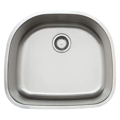 Fine Fixtures D-shaped Undermount Stainless Steel Single Bowl Sink - 21.5" x 20.24" - Inside dimensions