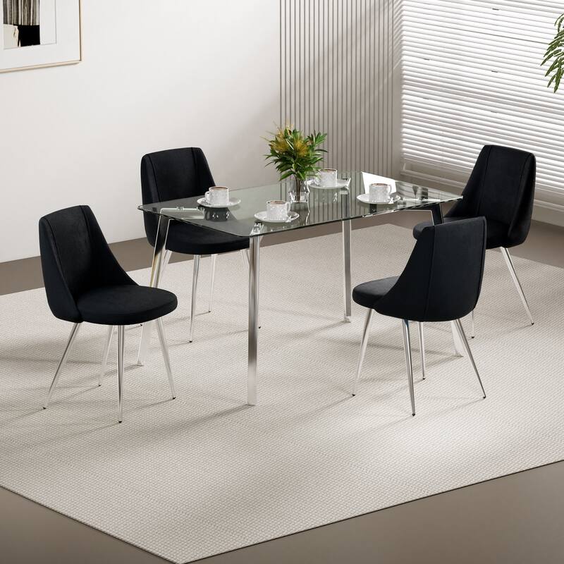 Modern simple velvet dining chair,set of 4