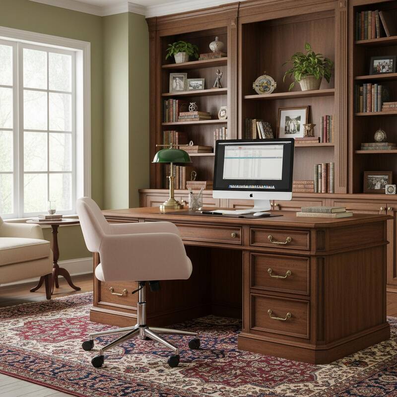 Homylin Modern Velvet Upholstered Task Chair with 360 Degree Swivel