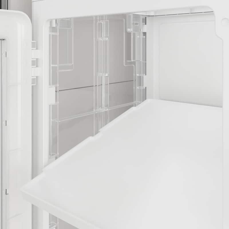 Slim Bathroom Storage Bins Movable Wheels, Tall Narrow Bathroom Storage Cabinet with Transparent Doors and Adjustable Shelf