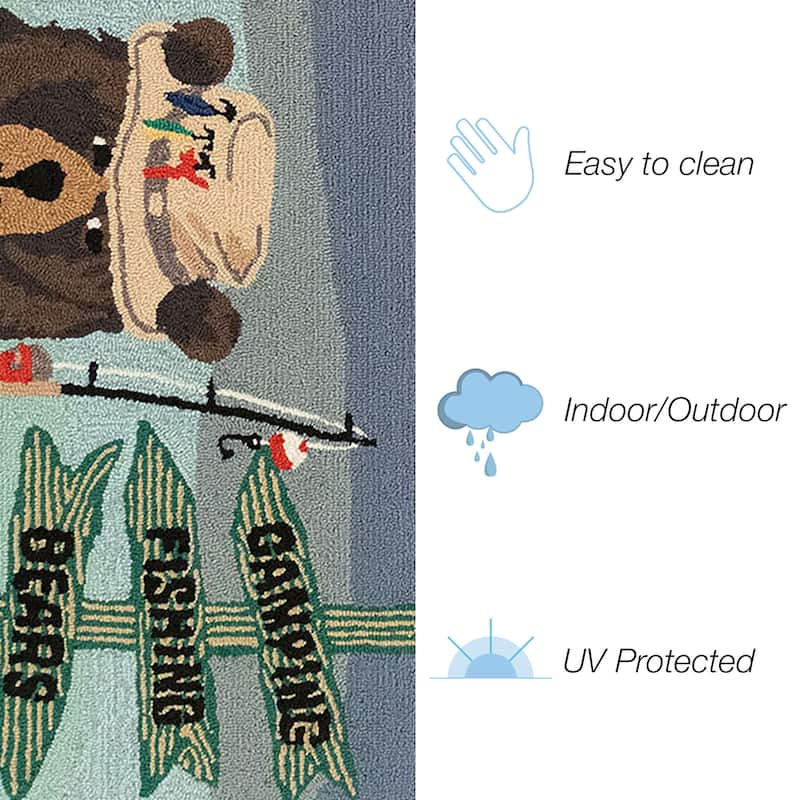 Liora Manne Frontporch Fishing Bears Indoor/Outdoor Rug