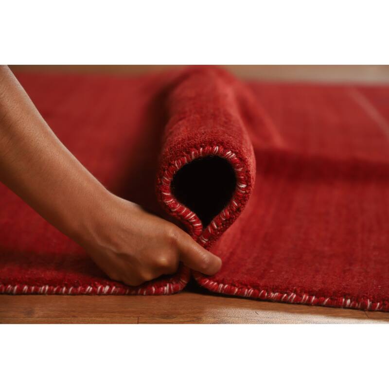 Hand Knotted Oriental 100% Wool Carpet Tribal Animal Pictorial Red Gabbeh Area Rug - 9' 8'' X 6' 7''