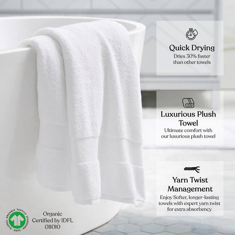 Delara Organic Cotton Feather Touch Quick Dry 650 GSM Bath Sheet, 36"X70"