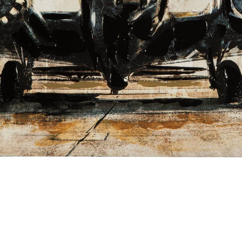 Gallery Wrapped Canvas Wall Art with Airplane Print, Brown and Black