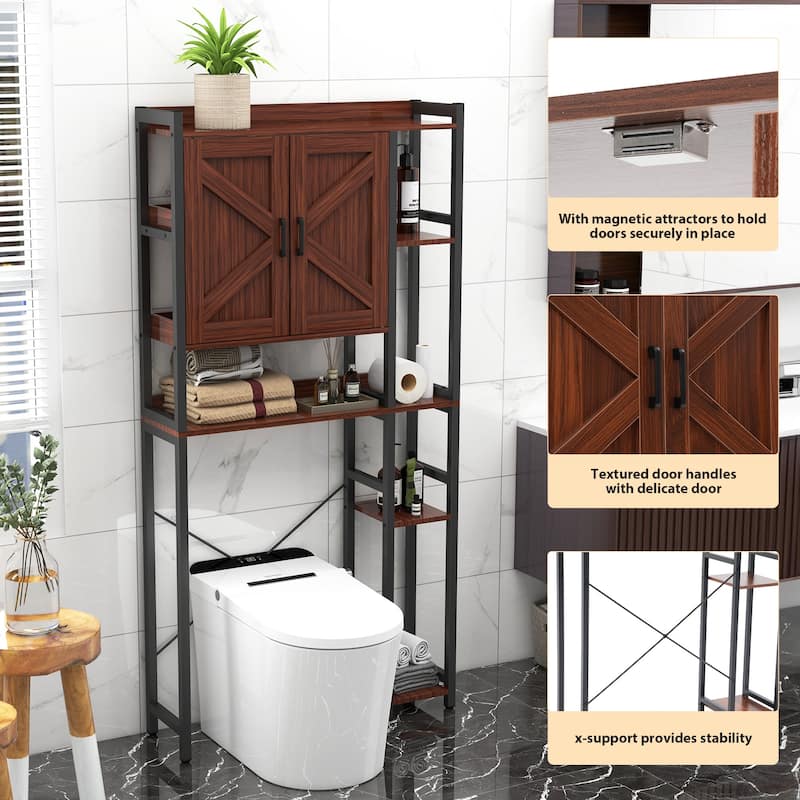 Over The Toilet Storage Cabinet Bathroom Organizer with Double Doors