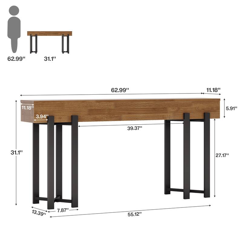 Farmhouse Wooden/ Metal Console Table for Living Room Entryway