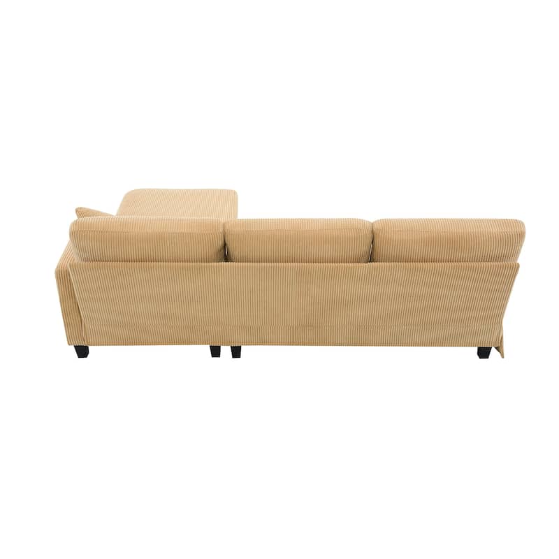 Modern 4-Seater L-Shaped Corduroy Sofa with Convertible Chaise for Living Room